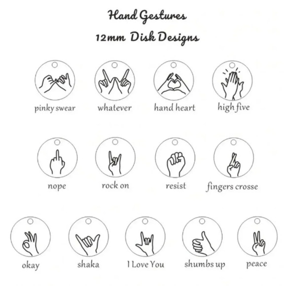 "Nope" Sign Language Gold Charm Disc Necklace - Picture 7 of 10